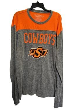 Vintage OSU Oklahoma State Cowboys Long Sleeve Tee Mens Size XL Orange Gray